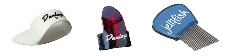 Vinger plectrum, duim plectrum en jellyfish plectrum